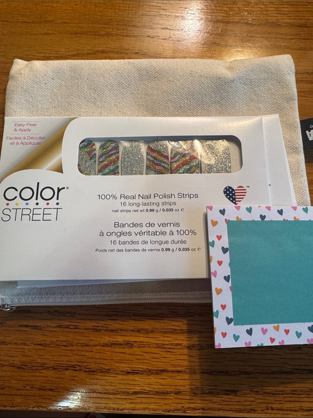 Color Street Silver Glitter & Rainbow Stripe (Inner Strength) Nail Strips NWT